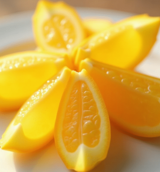 Carambola tranchée sur une assiette blanche lumineuse