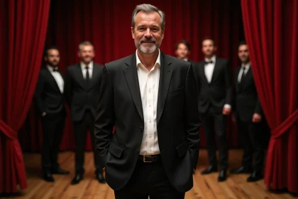 Chanteur français en backstage dans un théâtre