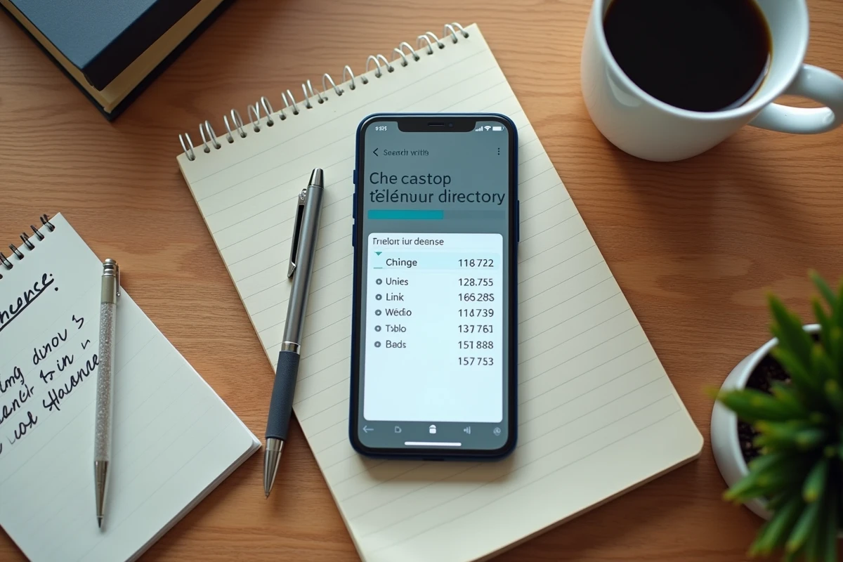 Comparatif des services 118 affichés sur un smartphone posé sur un bureau avec notes manuscrites