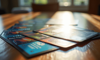 Ecran de cartes à jouer colorées sur une table en bois