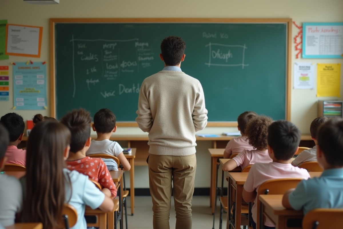 Professeur avec élèves en classe dans un environnement scolaire