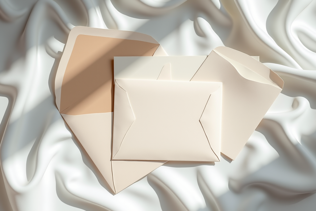 Enveloppes et papeterie d anniversaire sur linge blanc