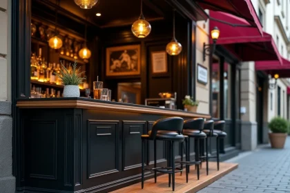 Chevalet de trottoir bois noir : l’élégance au service de votre pub