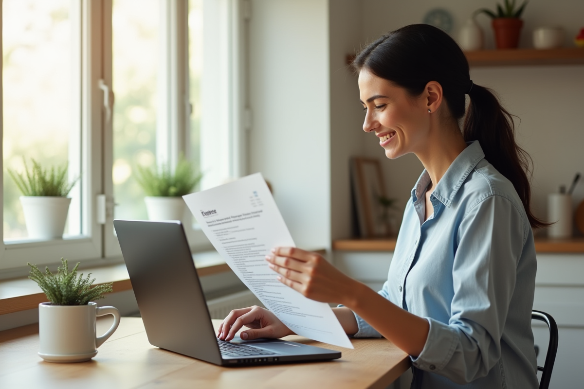 Femme souriante utilisant un ordinateur pour un service client