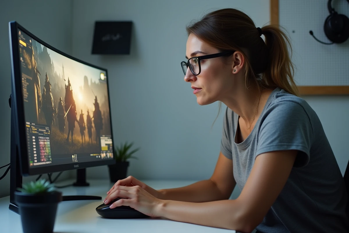 Joueuse hésitant à utiliser un code triche dans une partie multijoueur d'Age of Empires 4