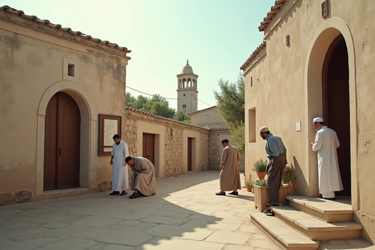 Entrée d'une mosquée de Narbonne avec les horaires de prière affichés pendant le ramadan