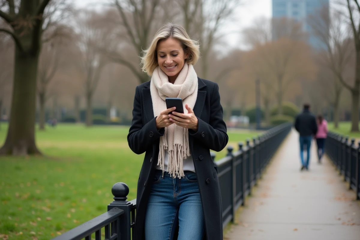 Muriel Moreno se promene dans un parc urbain